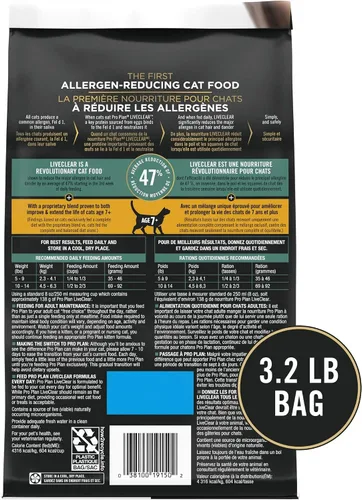 Miniatura 7 de Purina Pro Plan LiveClear Senior Cat Food 7+ Reductor de alérgenos para gatos Prime Plus Fórmula de pollo y arroz, bolsa de 3.2 libras