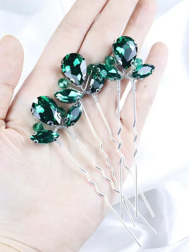 Miniatura 12 de 3 horquillas para el pelo de boda con diamantes de imitación, para novias, hecho a mano, accesorios para el cabello de mujer, accesorios