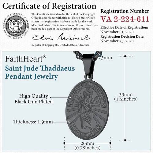 Miniatura 3 de FaithHeart Collar de San CristóbalJudeJosephAnthonyThomasBenedictoPatricio collar de acero inoxidable medalla de santos católicos patronos joyería