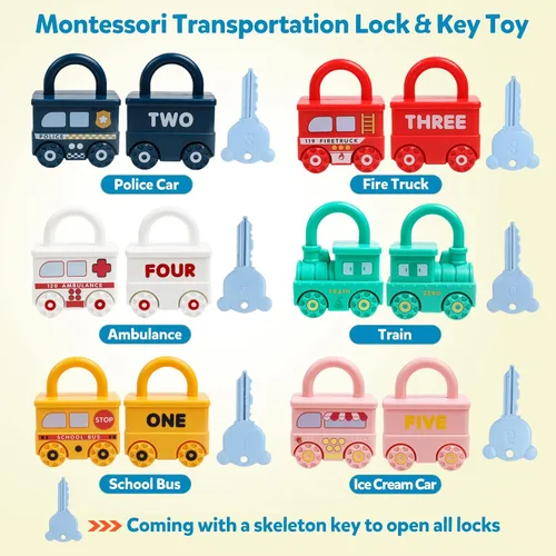 Miniatura 3 de Montessori - Juguetes de aprendizaje para clasificar y combinar, cerraduras y llaves para niños pequeños, juguete sensorial de motricidad fina