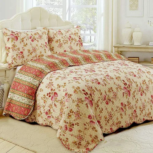 Miniatura 10 de Cozy Line Home Fashions Lelia Rosa Pink Floración Floral Vintage Amarillo Juego de Ropa de Cama Edredón Reversible 100% Algodón, Colcha Cubrecama