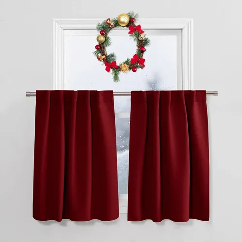 Miniatura 103 de PONY DANCE Cortinas cortas con aislamiento térmico para ventana pequeña, para guardería, baño, cocina, lavandería, caravana, sótano, 29 pulgadas
