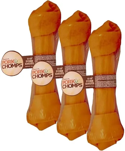 Miniatura 9 de Pork Chomps Masticable para perros de piel de cerdo al horno, nudo de 11 pulgadas, 1 unidad