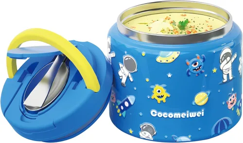 Miniatura 9 de Termo de 11.8 oz para Alimentos Calientes, Termo para Sopa de Acero Inoxidable, Contenedor de Comida Caliente con Cuchara Plegable, Tapa Abatible