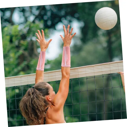 Miniatura 9 de ibasenice Mangas de voleibol para brazos, muñequera elástica deportiva para mujer, protector de brazo acolchado para uso atlético, 1 par
