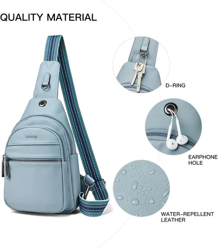 Miniatura 5 de Bolsa bandolera de 7 litros para mujeres y hombres, bolsa cruzada de hombro, mochila, cangurera, bolsa de viaje de piel sintética