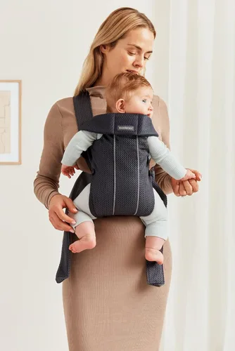 Miniatura 3 de BabyBjörn Portabebés Mini, antracita, malla 3D Portabebés para recién nacidos (7-25 libras), ergonómico, fácil de usar