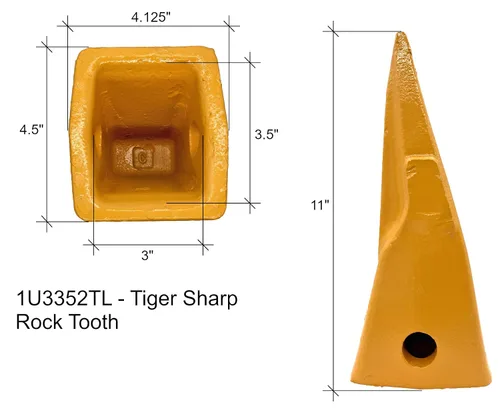 Miniatura 3 de Dientes de roca afilados individuales del cubo del excavador con alfileres, 1U3352TL, se adapta a adaptadores de la serie J350 (9)