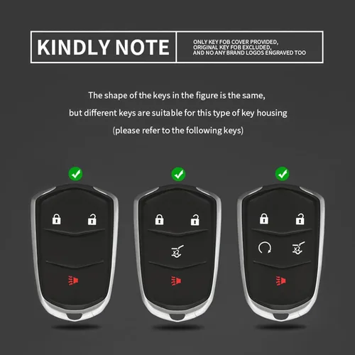 Miniatura 2 de RYE Para Cadillac Key Fob Cover, Cadillac Accesorios TPU+Aleación De Zinc Llavero Para Cadillac Escalade ATS CTS STS SRX XT5 CT6 Llave Inteligente