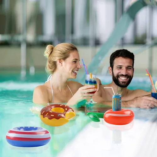 Miniatura 3 de Kleeblatt Flotadores inflables para bebidas de piscina, portavasos flotantes inflables de flamenco para bebidas, flotadores de bebidas para fiestas