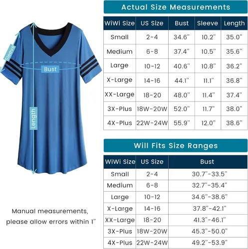 Miniatura 6 de WiWi Bamboo Viscose Nightgowns for Women 34 Sleeve Nightshirts Sleep Shirt Plus Size Sleepwear Pajamas Dress S-4X