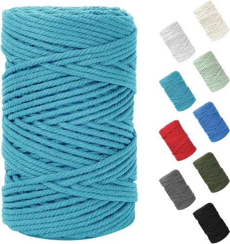 Miniatura 46 de Cordón de macramé de 0.079 in x 380 yardas (1140 pies), cuerda de algodón natural para colgar en la pared, ganchos de plantas, manualidades, Beige