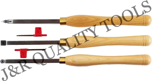 Miniatura 3 de VCT Juego de herramientas de cincel de torno de madera de carburo de 3 piezas con puntas reemplazables