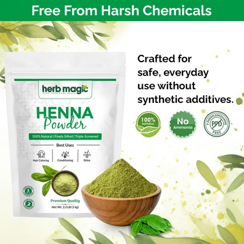Miniatura 7 de Henna - Tinte en polvo para cabello de 2.2 libras (1 kilo), 100 % cobertura de canas, Lawsonia Inermis puro, rojo naranja natural, triple tamizado
