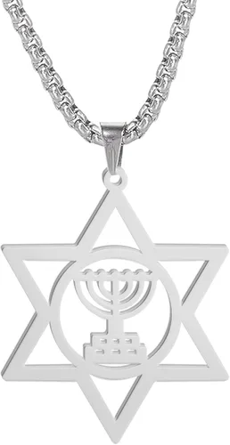 Miniatura 31 de EUEAVAN Collar con dije de estrella de David contra el mal de ojo de seis puntas con dije de estrella de David, hexagrama demoníaco religioso