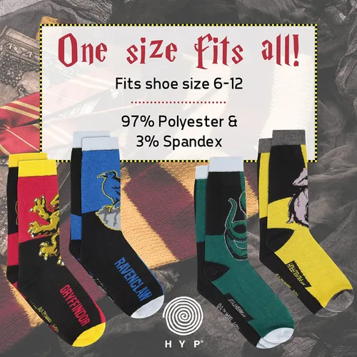 Miniatura 4 de Hyp Calcetines Harry Potter para hombre y mujer, calcetines con las casas de Hogwarts, caja de regalo, paquete de 4 calcetines casuales, Harry Potter
