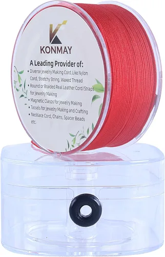 Miniatura 35 de KONMAY - Hilo de nylon negro de 0.6mm con estuche para pulseras, cordón de nailon satinado trenzado de 190 yardas para hacer joyería, encordar