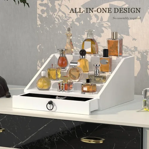 Miniatura 7 de upcessory Organizador de Colonia de Madera para Hombres Estante Mejorado de Colonia de 4 Niveles Organizador de Perfumes con Cajón Forrado