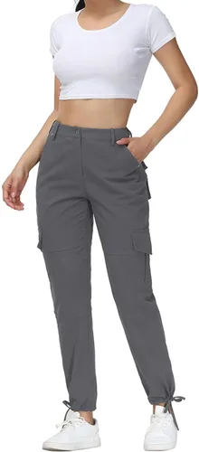 Miniatura 3 de Women Cargo Pants High Waisted Casual Hiking Joggers Pants Adjustable Waist Cargos with 6 Pockets