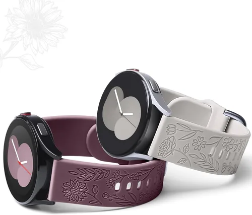 Miniatura 4 de Samsung Galaxy - Correa deportiva de silicona grabada con girasol de 1.575 pulgadas/1.732 pulgadas, para mujeres y hombres Violeta ahumado.