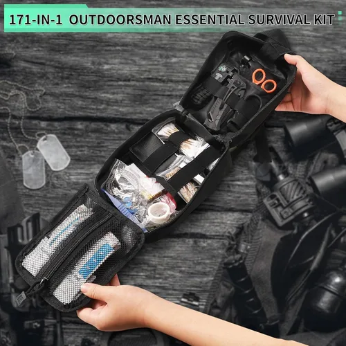 Miniatura 3 de Kit de primeros auxilios de supervivencia de 171 piezas con equipo de supervivencia, suministros de primeros auxilios, tienda de campaña