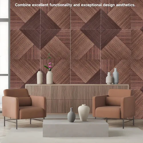 Miniatura 4 de TO-TH Paneles acústicos para pared y techo - Paquete de 6 de 2'x2'x0.4", Paneles decorativos autoadhesivos 3D con impresión UV para pared con rojo
