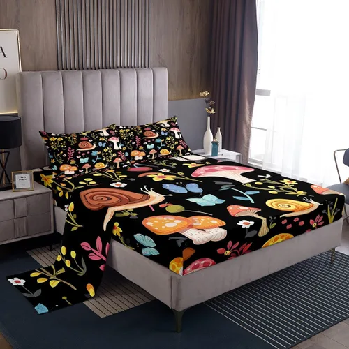 Miniatura 25 de Manfei Juego de sábanas de acuarela floral tamaño individual, juego de ropa de cama con flores botánicas, juego de sábanas de dibujos animados