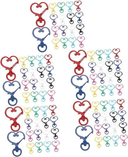 Miniatura 2 de 100 llaveros de corazón de durazno para manualidades, llavero de amor, llavero, clip, llavero a granel, clip de resorte, broche de presión