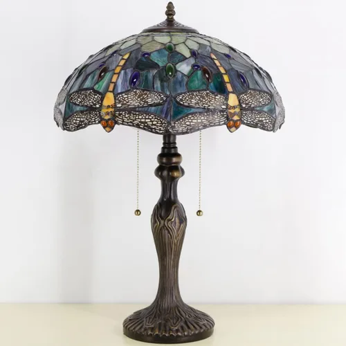 Miniatura 2 de Lámpara de mesa Tiffany de vidrio teñido 16X16X24 Pulgadas Luz de lectura antigua (Mariposa amarilla ámbar) Antique Reading Light