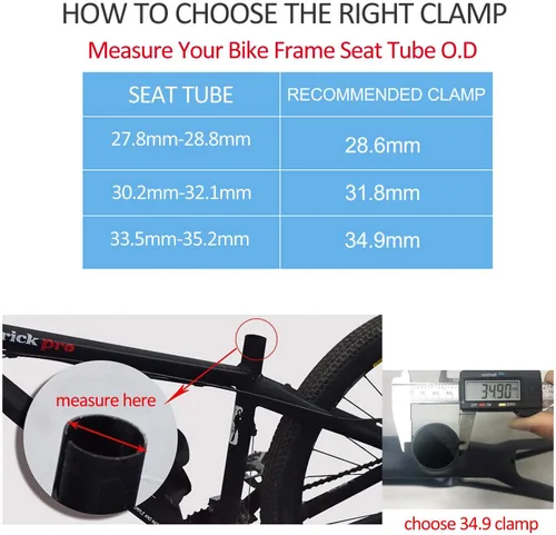 Miniatura 4 de PLATT - Abrazadera para tija de sillín de bicicleta de aleación de aluminio, collar de liberación rápida de 28,6 mm / 31,8 mm / 34,9 mm