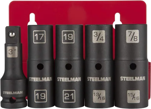 Steelman Juego de 5 piezas de 6 puntos de pared delgada de impacto, barra de extensión de 3 pulgadas, 0.669 in x 0.748 in y 0.748 in x 0.827 in,