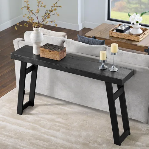Miniatura 13 de Alaterre Furniture Lawas - Mesa consola de madera maciza – Mesa de entrada moderna de 56 pulgadas – Muebles de sala de estar de fácil montaje