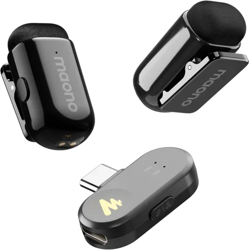 Miniatura 10 de MAONO Wave T1 Mini micrófono inalámbrico Lavalier para iPhone/Android, cancelación de ruido, filtro de voz AI, 30 horas utilizado con estuche