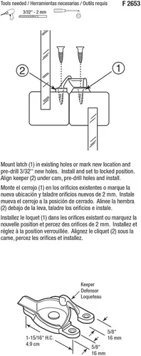Miniatura 3 de Prime-Line F 2653 - Cerradura de ventana de acción de leva fundida a presión con lengüetas de alineación, agujeros de montaje de 1-3/4 pulgadas