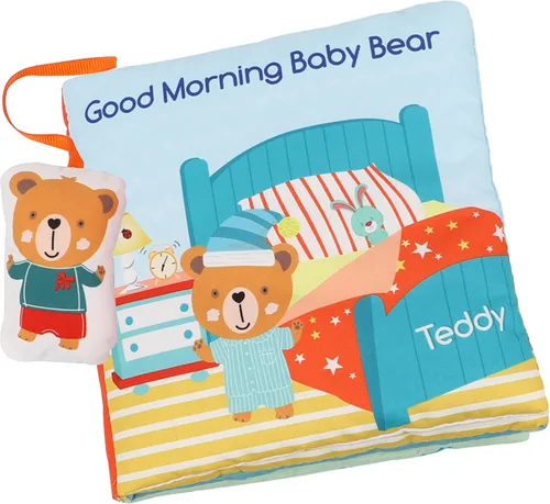 bebe mondo Oso de peluche con espejo, libros suaves y arrugados para bebés de 0 a 3 a 6 a 12 meses, juguete sensorial para bebés, juguete de espejo
