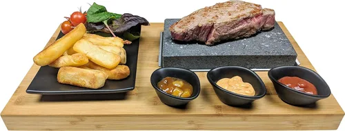Miniatura 4 de Black Rock Grill Bistec, parrilla de piedra caliente - Roca caliente chisporroteante, parrilla de interior, piedra de cocción con moldes negros mate