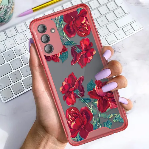 Miniatura 5 de Funda compatible para Samsung Galaxy A13, funda para Galaxy A13, material acrílico a prueba de golpes, con hermoso patrón de rosa para Samsung