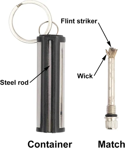 Miniatura 9 de SURVIVE Paquete de 5 unidades de juego permanente para encender fuego de emergencia, llavero de metal, palo impermeable ilimitado
