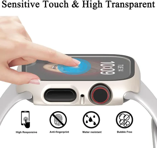 Miniatura 5 de HASDON - Paquete de 12 fundas compatibles con Apple Watch Series 9, 8, 7, de 1.772 pulgadas con protector de pantalla de vidrio templado, cobertura