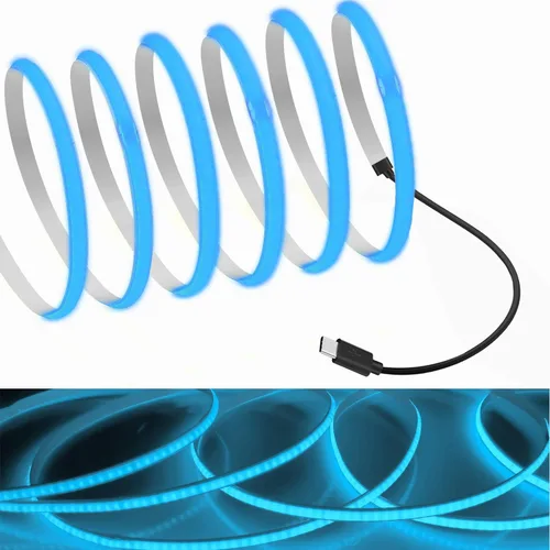 Miniatura 4 de MDee Tira de luces LED tipo C COB de 1.64 pies/1.6 ft - Flexible 0.197 in Oculta DC 5V Cinta LED con 320 LEDs/m para iluminación cálida (2700 K).