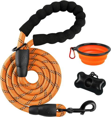 BARKBAY Correas de perro para perros grandes, correa resistente de 4/5/6 pies con cómodo mango acolchado e hilos altamente reflectantes para perros
