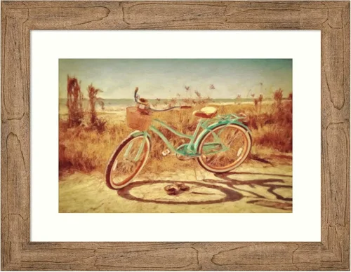 Amanti Art Framed Wall Art Print 18x24 Sanibel Bike by Grafitee Studios, Beach Wall Art, Vintage Decor, Small Poster Painting Artwork for Living