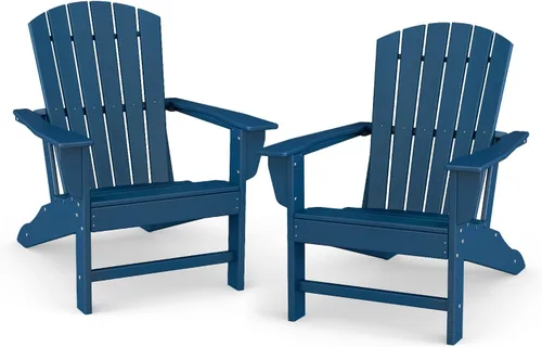 Miniatura 32 de BRIOPAWS - Juego de 2 sillas Adirondack Tamaño grande Silla para hoguera Plástico HDPE Para todo tipo de clima para terraza, al aire gris