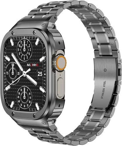 Miniatura 8 de MioHHR - Correa de acero inoxidable para reloj con estuche compatible con Apple Watch Series 6 5 4 SE3/2/1 (44 mm) Series 3/2/1 (42 mm), correa