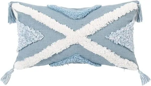Miniatura 8 de Funda de almohada geométrica con borlas, funda de almohada copetuda, funda de cojín lumbar bohemia para sofá, sala de estar y cama, color blanco, 12