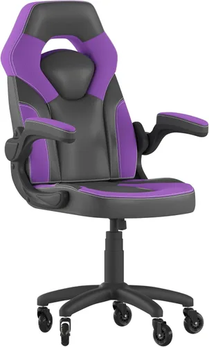 Miniatura 13 de Flash Furniture X10 - Silla de juegos de carreras, oficina, computadora, silla ajustable con brazos abatibles y ruedas de rodillo transparentes, Azul