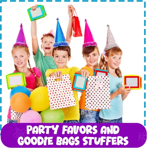 Miniatura 6 de Bedwina Pizarra magnética de dibujo para niños (paquete de 6) Tableta de dibujo borrable y bloc de dibujo de viaje para niños y niñas, regalos