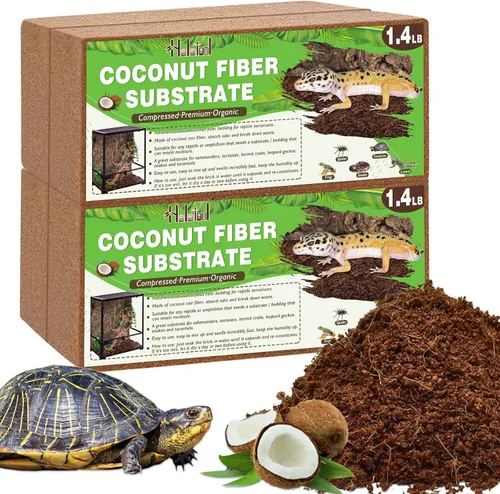 Halatool Paquete de 4 sustratos de fibra de coco comprimidos para reptiles, 100% orgánico de alta calidad, sustrato de cáscara de coco de alta