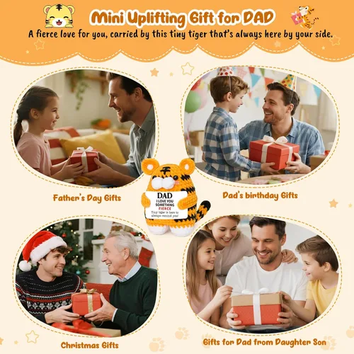 Miniatura 7 de Regalos de cumpleaños de Navidad para papá de hija, hijo, esposa, mini divertido hecho a mano de ganchillo tigre feroz I Love You, idea de regalo