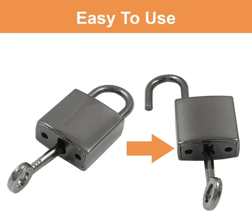 Miniatura 4 de Piutouyar Mini cerradura con llave, cerradura de equipaje pequeña, candado pequeño con llaves, cerradura de diario de metal, cerradura de bronce